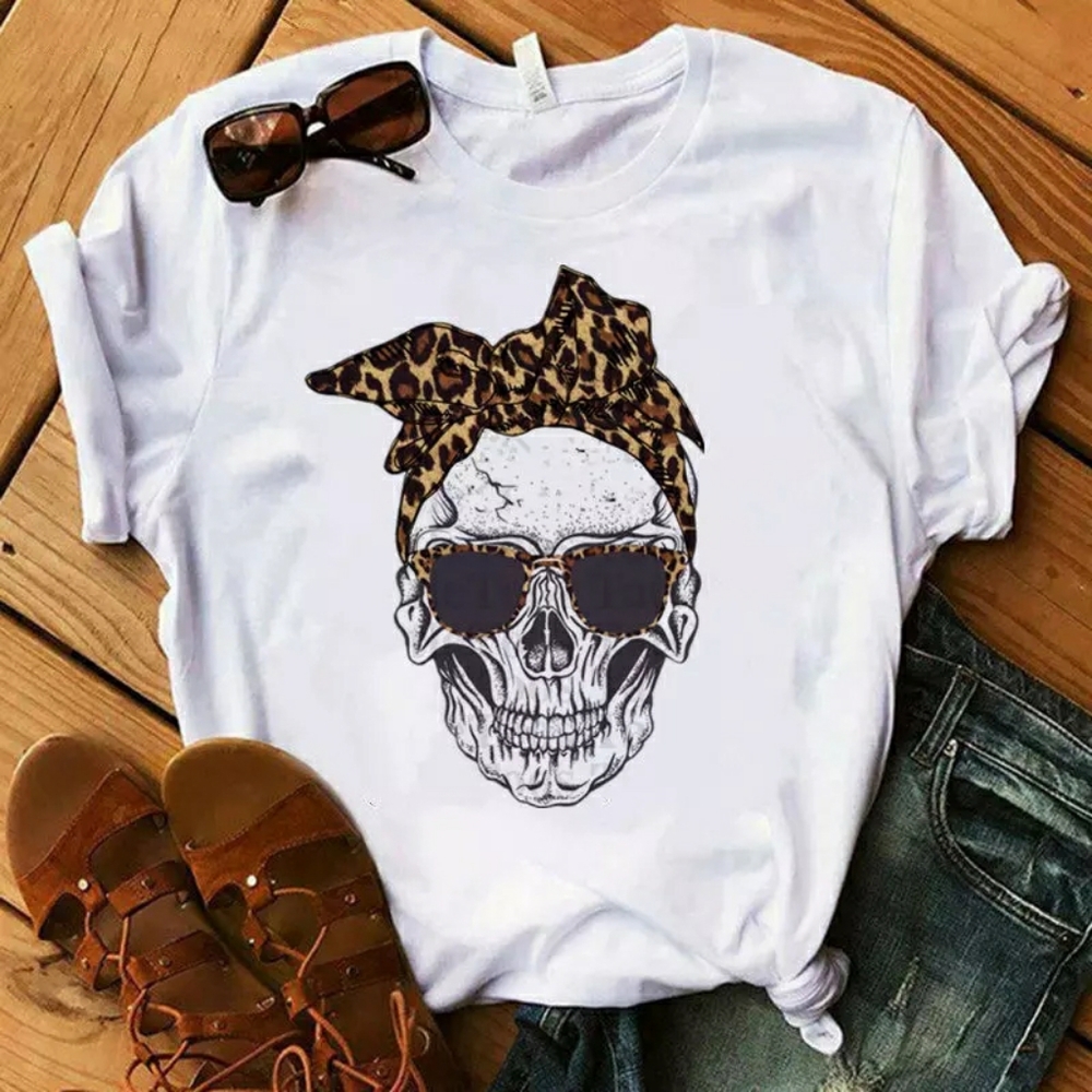 Adorable Leopard Print Skull Tshirt